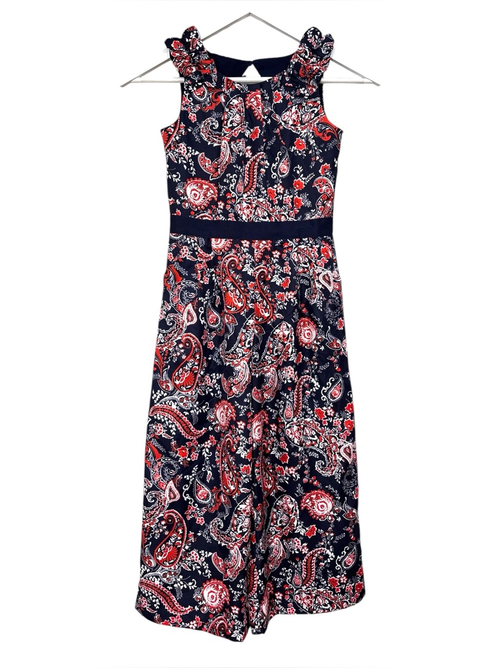 Janie & Jack Paisley Print Navy Blue Fall Crop Jumpsuit Girls Size 7